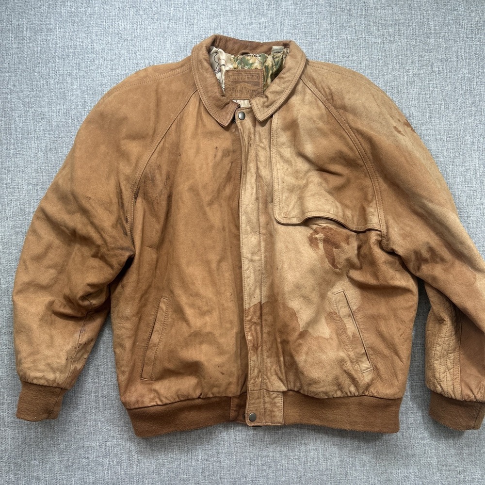 Vintage Marlboro Adventure Team Jacket Men's XL Brown Leather Bomber Distressed